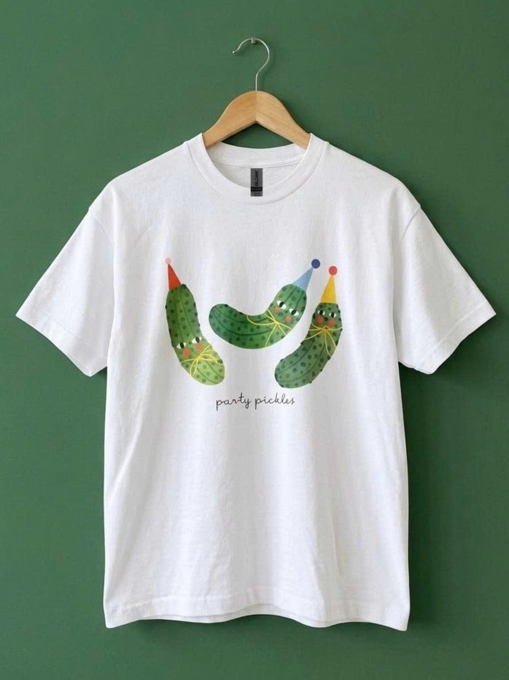 Gildan White 'Party Pickles' Graphic Tee